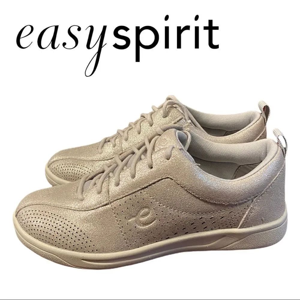 NEW Easy Spirit Women's Freney9 Silver Metallic Sneakers 5